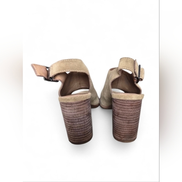 Madewell Cary Genuine Suede Leather  Sling Back Peep Toe Block Heel Sandals 7.5 - Picture 8 of 13